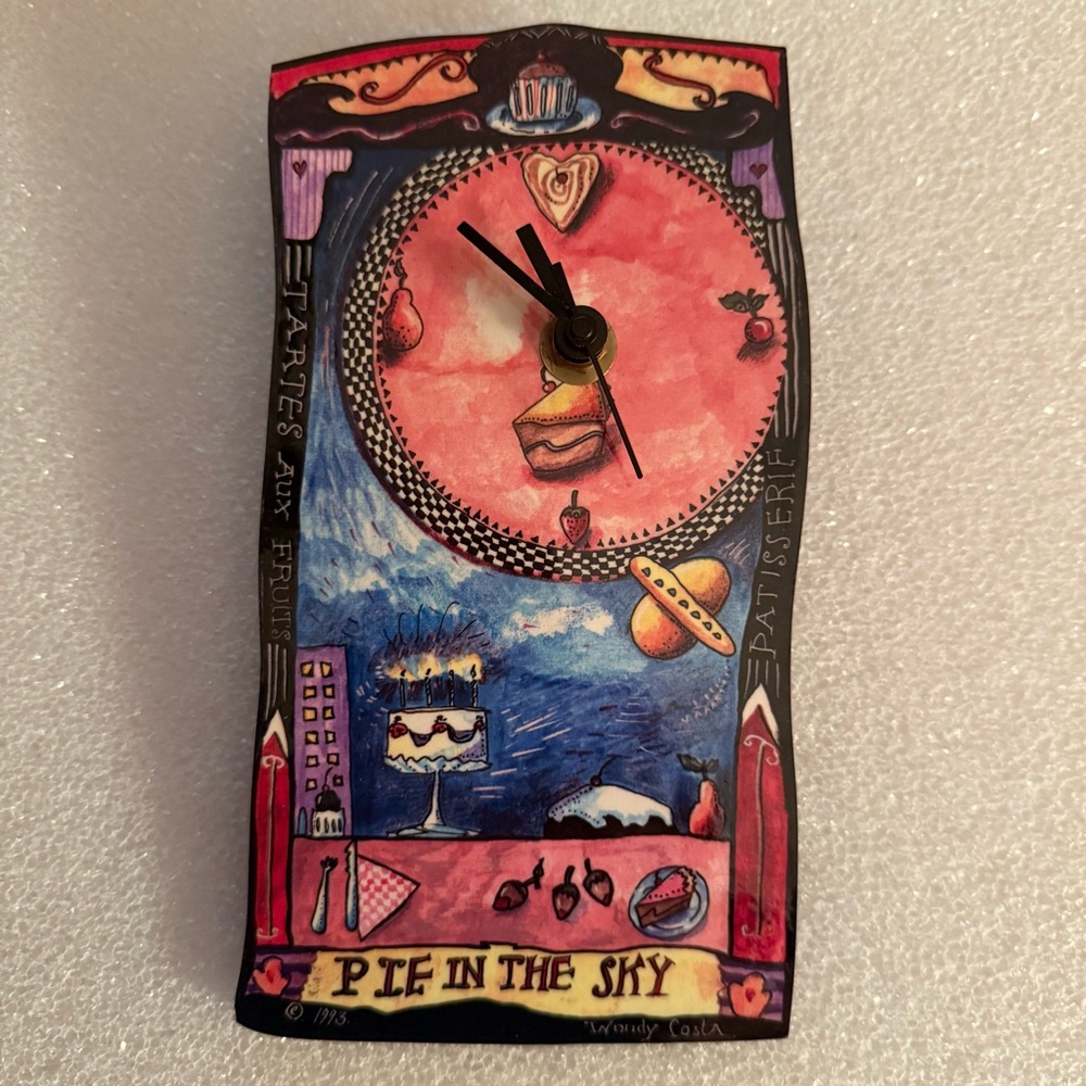 Vintage 93 PIE IN THE SKY Patisserie Bakery Working Whimsical Wall Clock